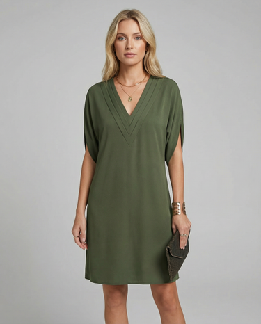 Amalfi Summer Dress – Elegant V-Neck Multi-Layered Casual Outfit 1