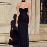 Articat Sexy Sleeveless Mesh Pleated Dress For Women Tight Backless Bodycon Evening Dress Female Elegant Party Club Vesidos 3