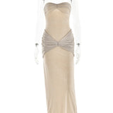 Articat Sexy Sleeveless Mesh Pleated Dress For Women Tight Backless Bodycon Evening Dress Female Elegant Party Club Vesidos 5