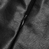 Asymmetric Patchwork Faux Leather Chiffon Pleated Maxi Skirt 8