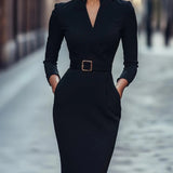 Autumn Elegance Midi Dress – Flattering Waist Design for Chic Cocktail Gatherings 6