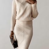Autumn Knit Two-Piece Set With Turtleneck Sweater And Slim Skirt 3