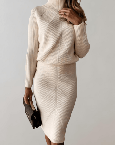 Autumn Knit Two-Piece Set With Turtleneck Sweater And Slim Skirt 3