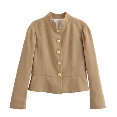 Autumn Velvet Blazer – Elegant Puff Shoulder Design 1