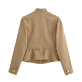 Autumn Velvet Blazer – Elegant Puff Shoulder Design 2