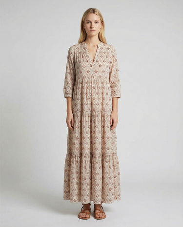 Autumn Vintage Long Dress – Flattering V-Neck Design for Effortless Style 2