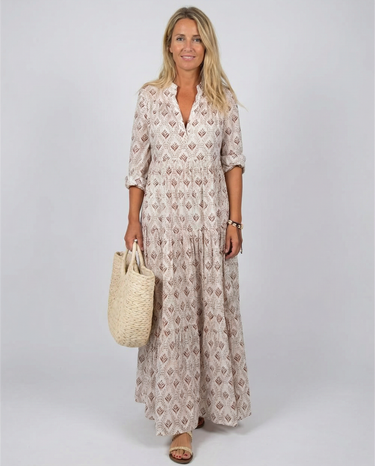 Autumn Vintage Long Dress – Flattering V-Neck Design for Effortless Style 3