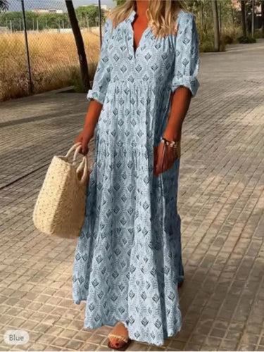 Autumn Vintage Long Dress – Flattering V-Neck Design for Effortless Style 4