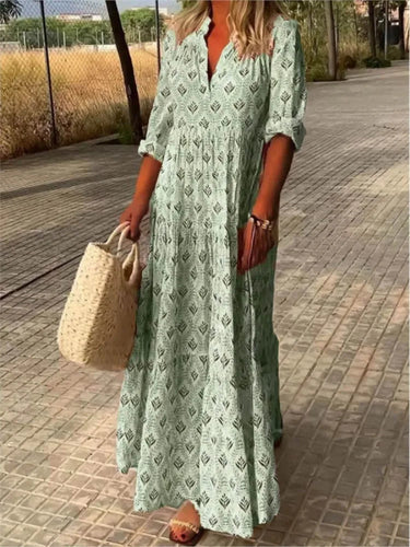 Autumn Vintage Long Dress – Flattering V-Neck Design for Effortless Style 5