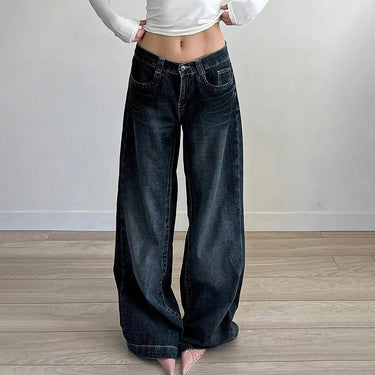 Autumn WInter Low Waist Denim Jeans Women 2025 Wide Leg Loose Baggy Pants American Retro Fashion Streetwear Female Y2K Trousers 1