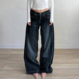 Autumn WInter Low Waist Denim Jeans Women 2025 Wide Leg Loose Baggy Pants American Retro Fashion Streetwear Female Y2K Trousers 3
