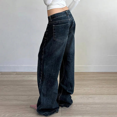 Autumn WInter Low Waist Denim Jeans Women 2025 Wide Leg Loose Baggy Pants American Retro Fashion Streetwear Female Y2K Trousers 4