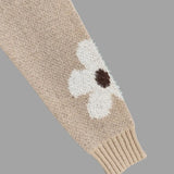 Autumn and winter women's round neck contrasting flower jacquard loose casual woolen pullover top 4