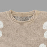 Autumn and winter women's round neck contrasting flower jacquard loose casual woolen pullover top 5