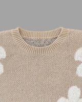 Autumn and winter women's round neck contrasting flower jacquard loose casual woolen pullover top 5