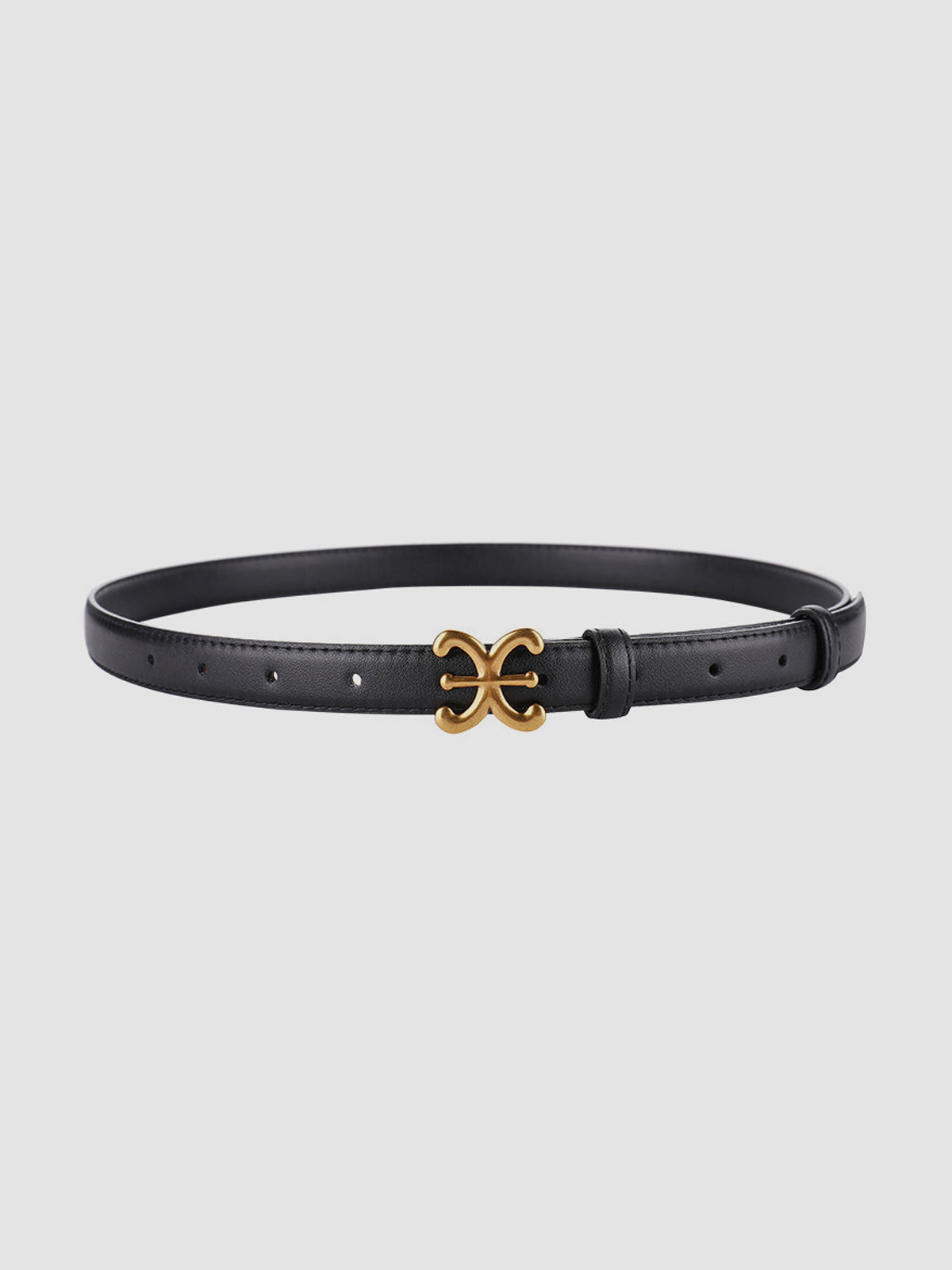 Sculpted Buckle Leather Waist Belt