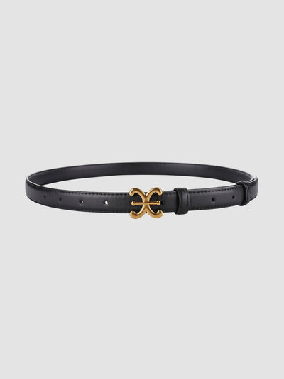 Sculpted Buckle Leather Waist Belt