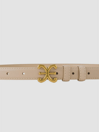 Sculpted Buckle Leather Waist Belt