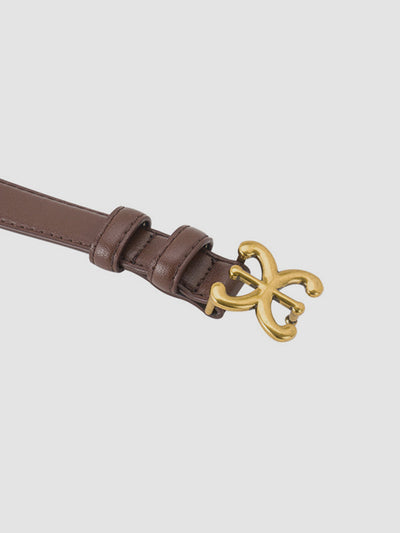 Sculpted Buckle Leather Waist Belt