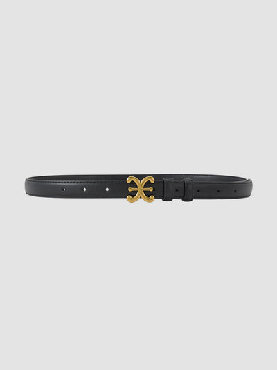 Sculpted Buckle Leather Waist Belt