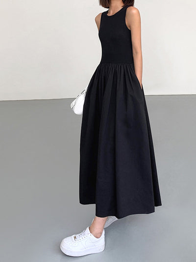 Sleeveless Cotton Blend Maxi Dress