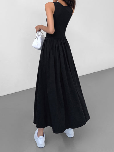 Sleeveless Cotton Blend Maxi Dress
