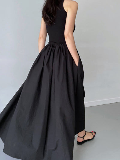 Sleeveless Cotton Blend Maxi Dress