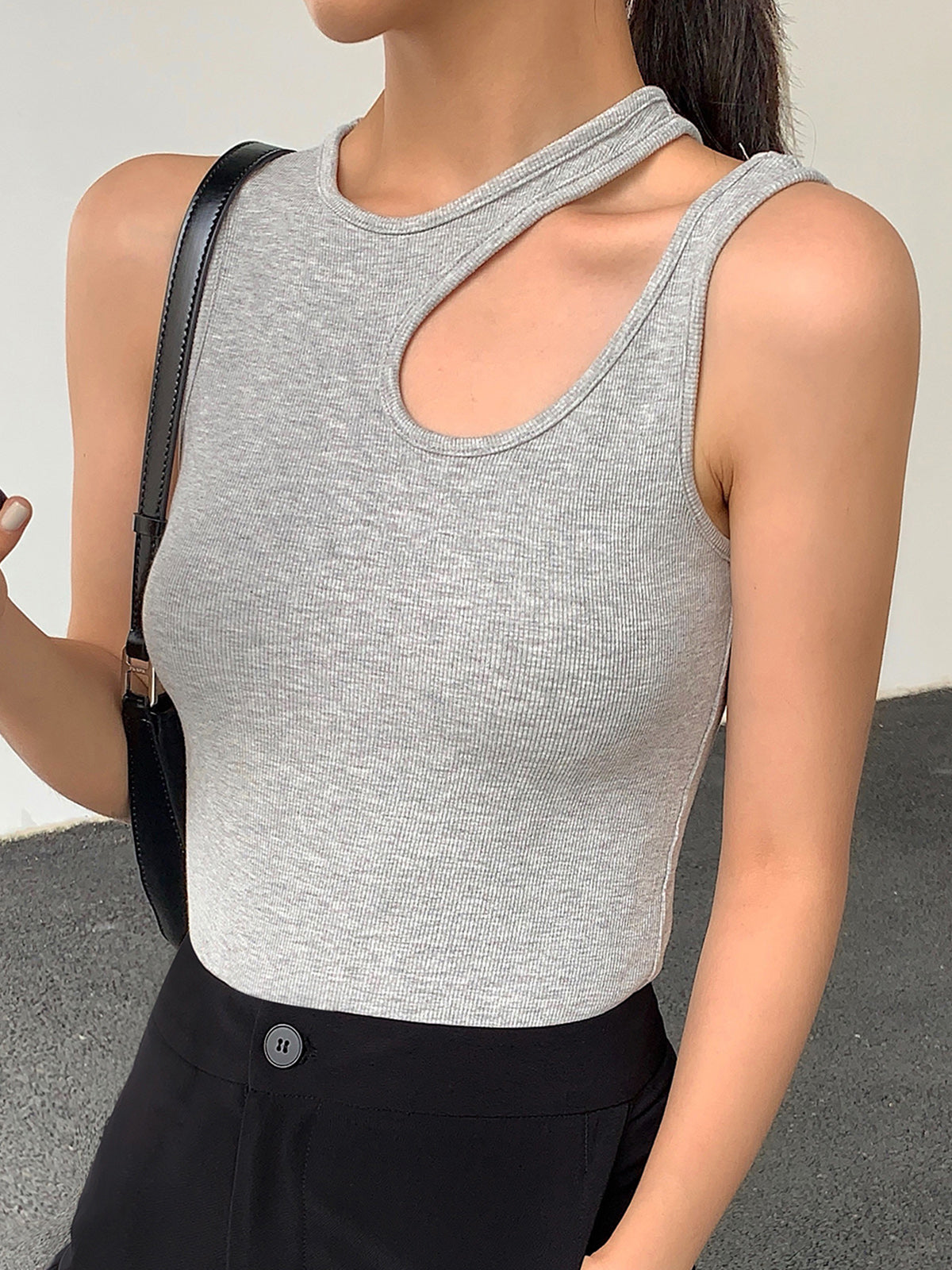 Ribbed Cutout Tank Top
