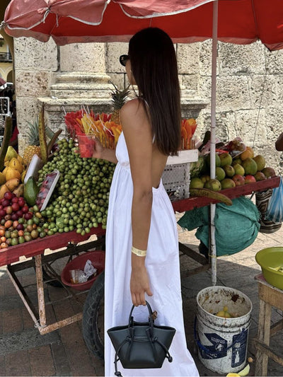 Coastal Open Back Cotton Maxi Dress