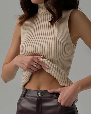 Minimalist Mock Neck Rib Tank Top 1