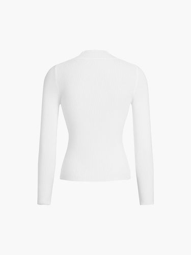 Mock Neck Rib Long Sleeve Knit Top 4