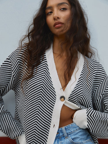 Oversized Herringbone Cardigan 2