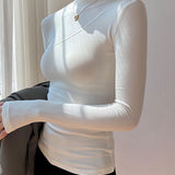 Semi-Sheer Mock Neck Long Sleeve Top 2