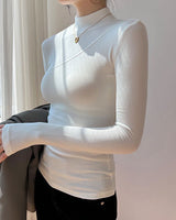 Semi-Sheer Mock Neck Long Sleeve Top 2