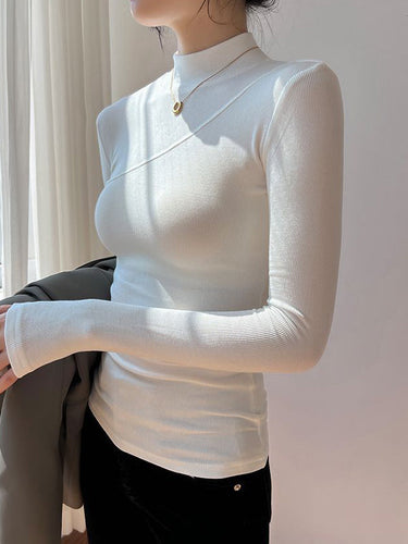 Semi-Sheer Mock Neck Long Sleeve Top 2