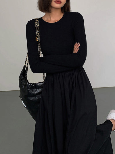 Leisure Pockets Long Sleeve Long Dress-2
