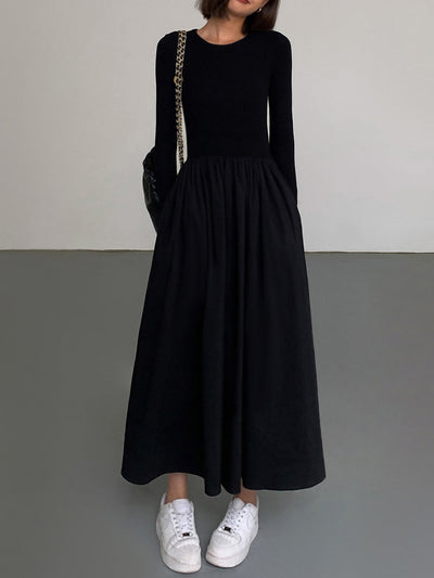 Leisure Pockets Long Sleeve Long Dress-5