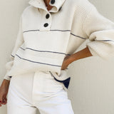 Open Collar Button Up Sweater 1