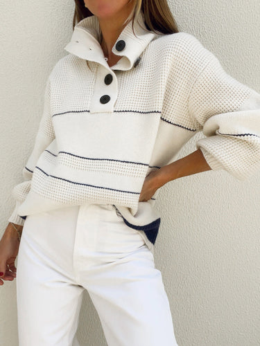 Open Collar Button Up Sweater 1