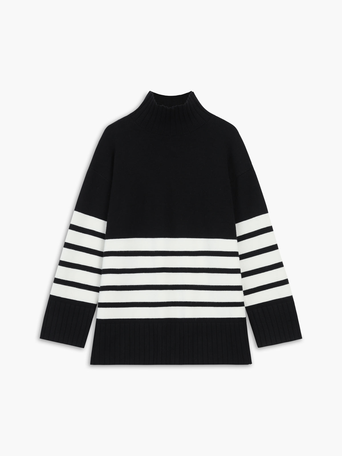 Striped Mock Neck Sweater