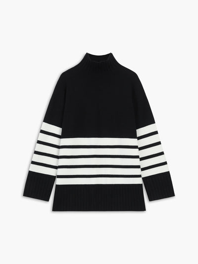Striped Mock Neck Sweater
