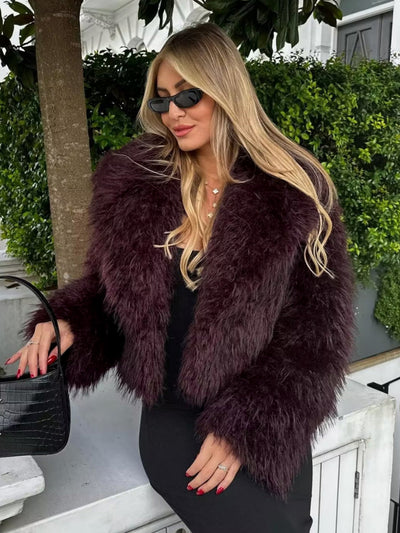 Fuzzy Faux Fur Short Coat-2