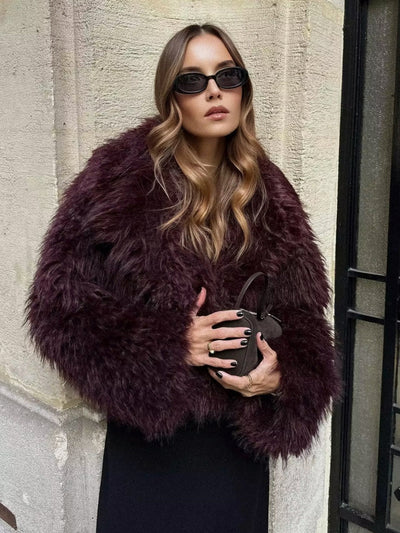 Fuzzy Faux Fur Short Coat-1