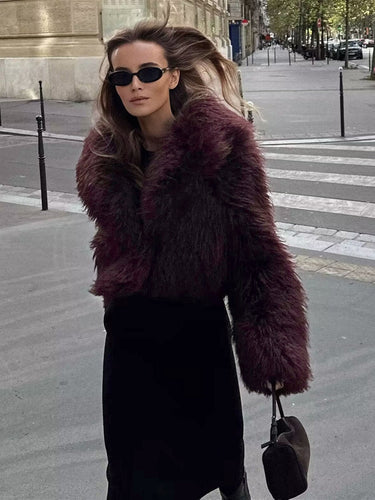 Fuzzy Faux Fur Short Coat-3