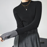 Long Sleeve Contrast Cuff Knit Top 4