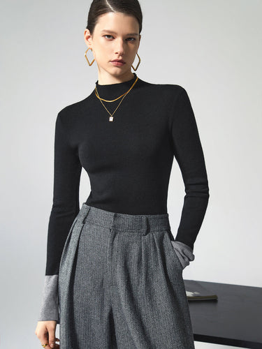 Long Sleeve Contrast Cuff Knit Top 5