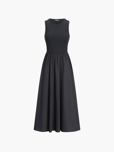 Sleeveless Cotton Blend Maxi Dress