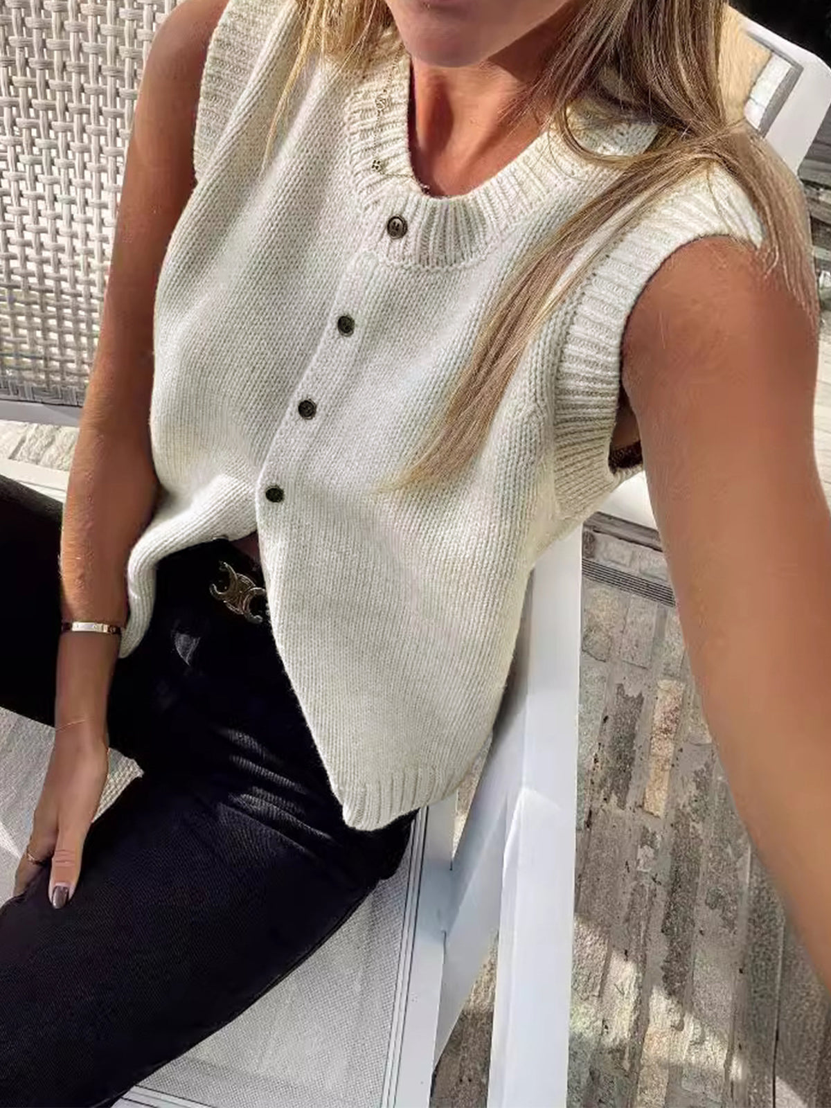 Casual Button Up Sweater Vest 1