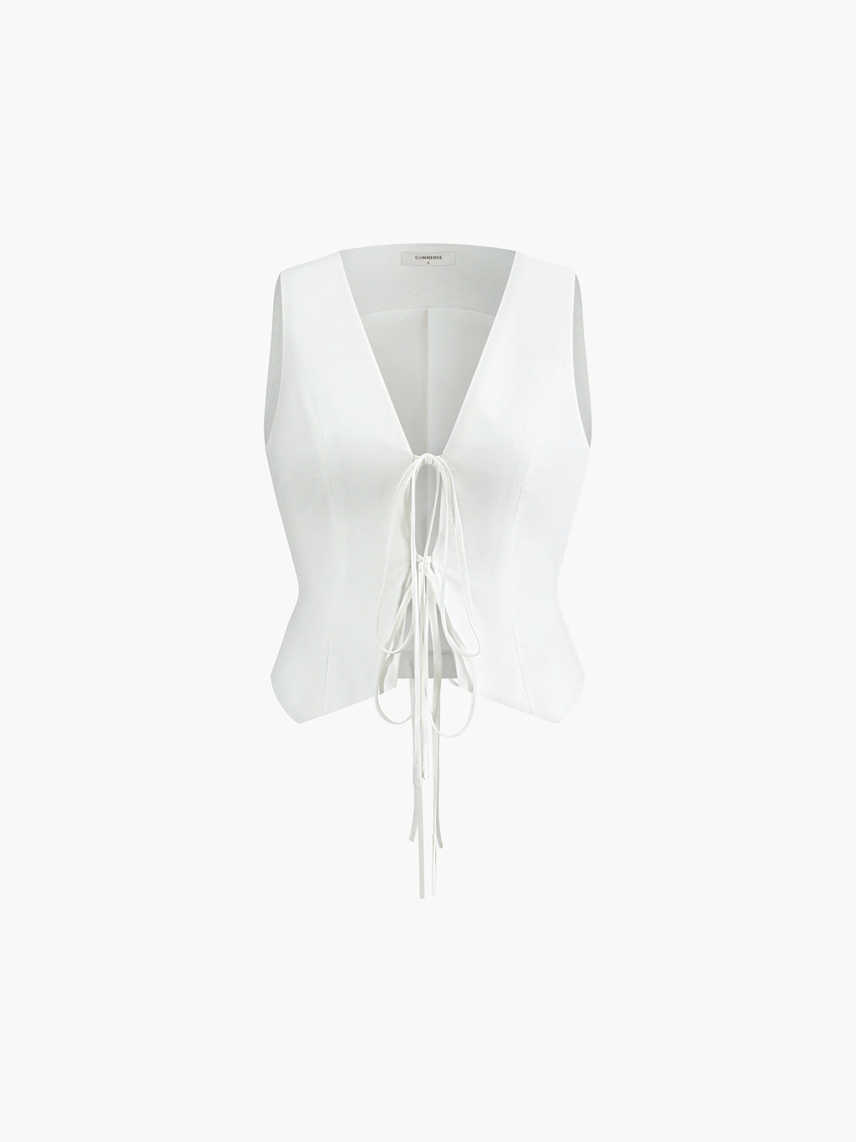 Linen-Cotton Tie Front Vest Top