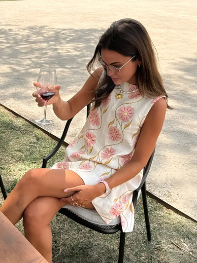 Romantic Print Sleeveless Short Dress-1